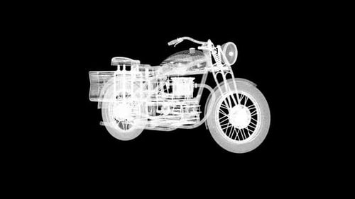 Futuristic Wireframe Motorcycle Animation on Black Background