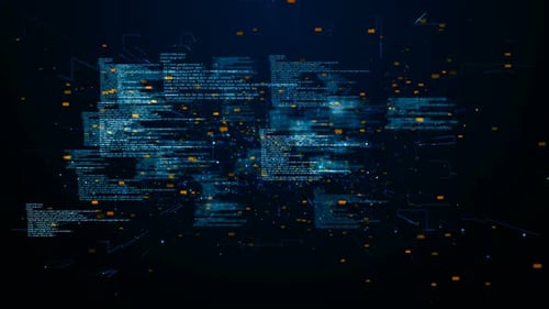 Futuristic Digital Code Network Data Flowing Animation