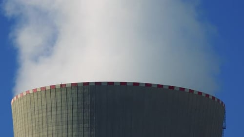 Nuclear Power Station (Four Chimneys) - Smoke From Smokestacks - Detail