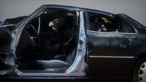 Old Rusted Crushed Car