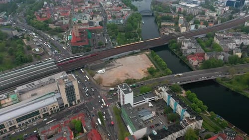 Aerial View of Traffic in City