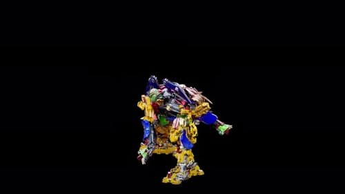 Animated Colorful Robot Toy Character Dancing Loop