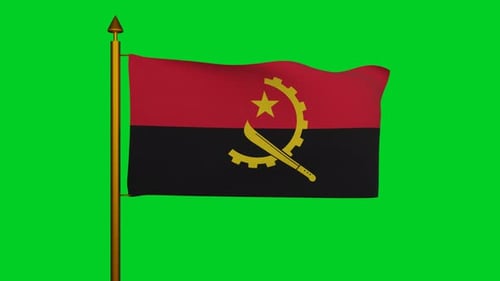 Angola Flag Waving Seamlessly on Green Screen Chroma Key