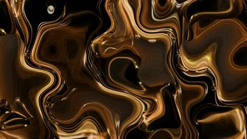 Shimmering Gold Liquid Marble Fluid Motion Background
