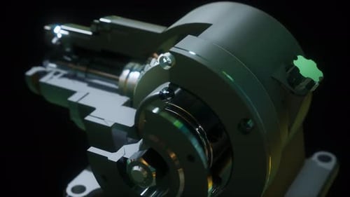 Futuristic 3D Mechanical Engine Animation with Moving Internal Parts