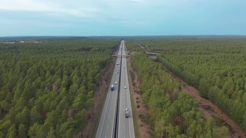 Aerial View. Traffic on a Motorway, Germany.