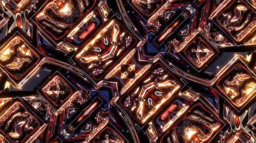 Abstract Glowing Liquid Metal Kaleidoscope Loop Background
