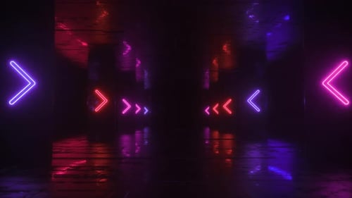 Neon Glowing Arrows Tunnel Loop Background