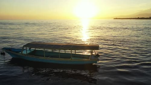 Aerial top down nature of idyllic shore beach trip by aqua blue sea with white sand background of a
