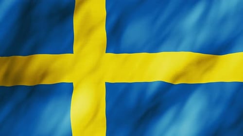 Swedish Flag Waving Seamless Loop Animation