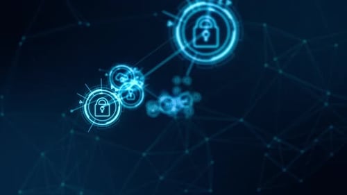 Futuristic Digital Network Connection with Technology Icons Animation