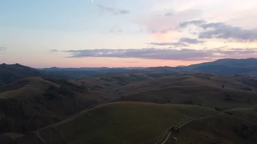 Sunrise Over Hills, Aerial View