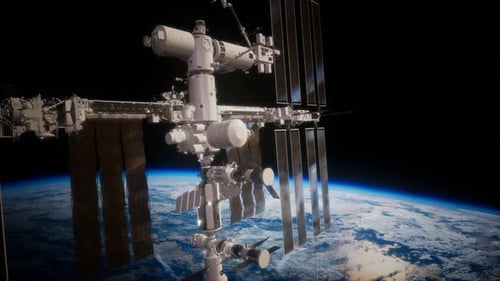 Internationale Raumstation im Weltraum über dem Planeten Erde
