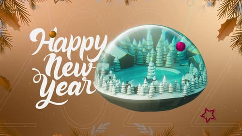 Festive Happy New Year Snow Globe Animation