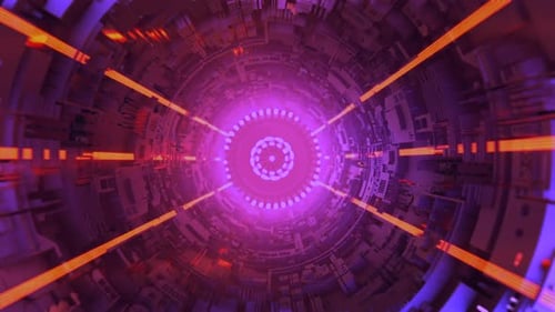 Glowing Cyber Space Tunnel Flythrough Animation