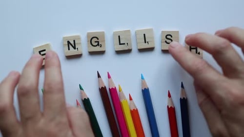 Word English Composing with Blocks Letters