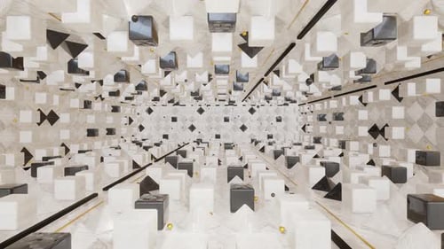 Modern Abstract Geometric Tunnel Animation with Cubes