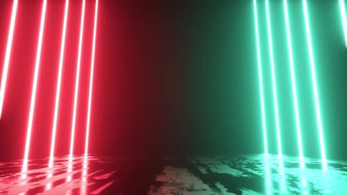 Abstract Neon Light Columns Reflective Studio Background