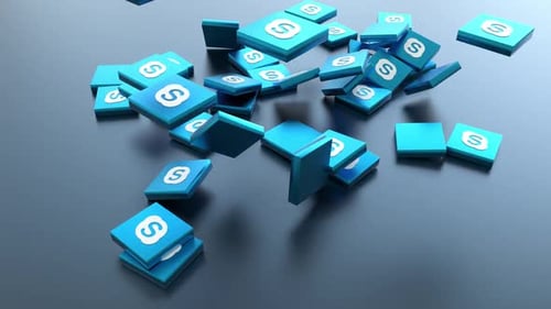 Falling 3D Skype Application Logos Animation