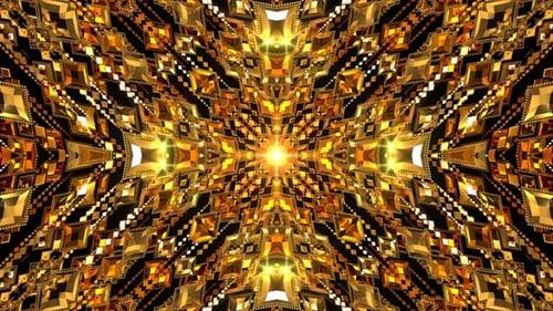 Shimmering Golden Kaleidoscope Visual Loop Background