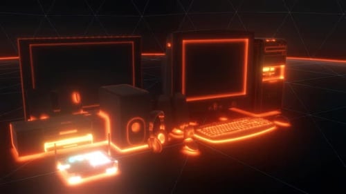 Old Used Computers And Technologic Office Objects Hd