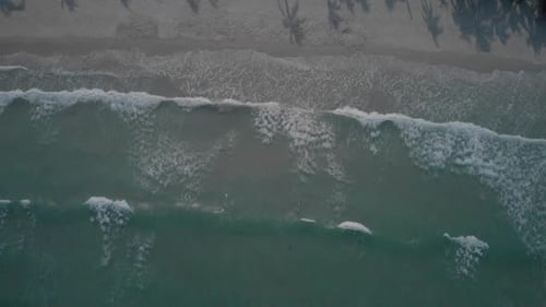 Beautiful View of the Ocean, a Top View, Waves Go One By One in a Large Beautiful Coast. Sea Waves