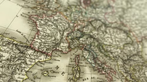 Close Up of Antique Map of Europe