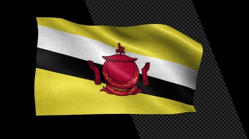 Bruneian National Flag Waving Loop Animation