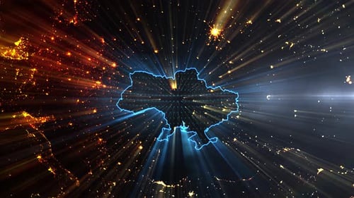 Realistic Earth Night Shining Country Ukraine