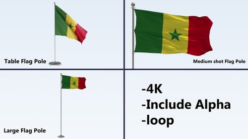 Realistic Waving Senegal Flag Alpha Channel for Compositing