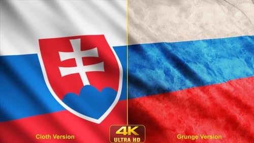 Slovakia National Flag Waving Animation: Modern and Grunge Styles