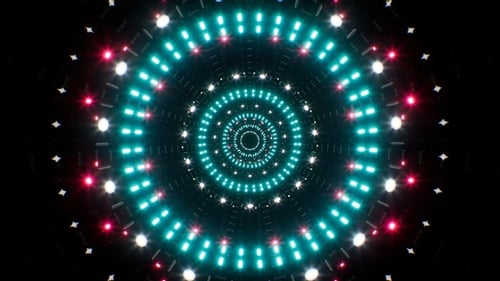 Boucle de tunnel LED cyan à lumière cramoisie clignotante abstraite 4K