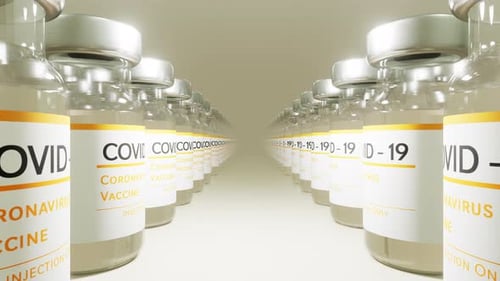 Moving Through Rows of COVID-19 Vaccine Vials 3D Animation