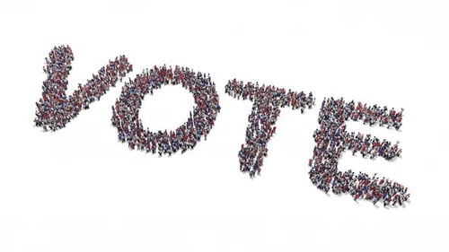 Animated Crowd Forming the Word VOTE