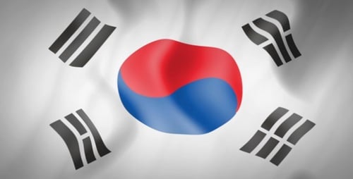 Waving South Korean Flag Seamless Loop Animation