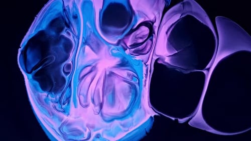 Abstract Blue and Purple Paint Swirls on Black