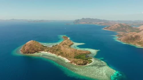 Tropical Island with Sandy Beach Philippines Palawan