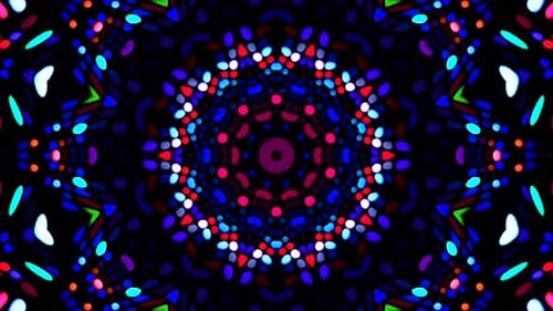 Vibrant Abstract Kaleidoscope Pattern Loop with Glowing Lights