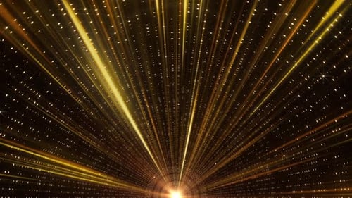 Golden Glittering Light Rays Tunnel Background