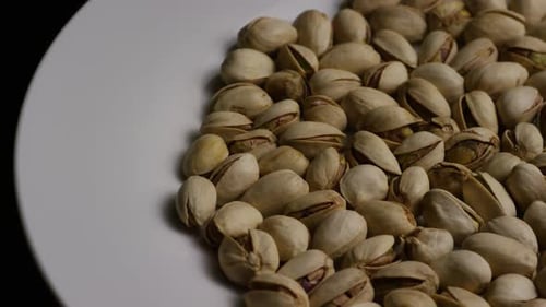 Close Up of Pistachios on a White Plate