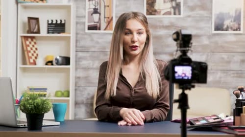 Tutorial de grabación de maquillaje para influencer de belleza
