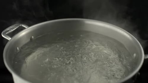 Boiling water in pot, Slow Motion