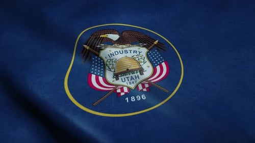 Realistic Utah State Flag Waving Animation Loop