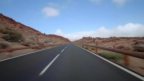 Driving a car with attached action cam in Teide National Park Tenerife