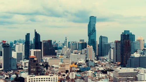 Time Lapse Cityscape and Highrise Buildings in Metropolis City Center