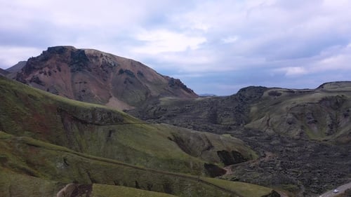 Iceland. Majestic aerial flight through the epic landscape of Iceland River. Amazing nature.