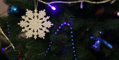 Christmas Tree Close-Up with Festive Decorations