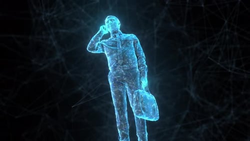 Homme d'affaires tenant un sac et parlant avec téléphone 4k