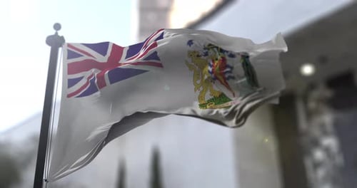 British Antarctic Territory Flag Realistic Waving Loop