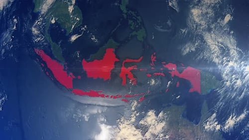Realistic Earth Zoom Red Alert Highlight Country Indonesia